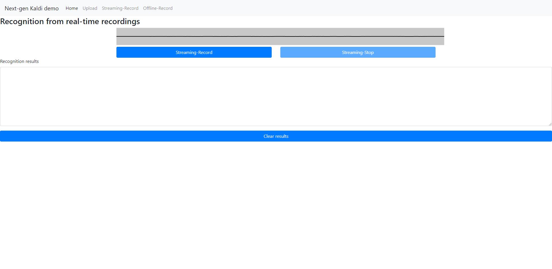 Screen shot of the web client user interface